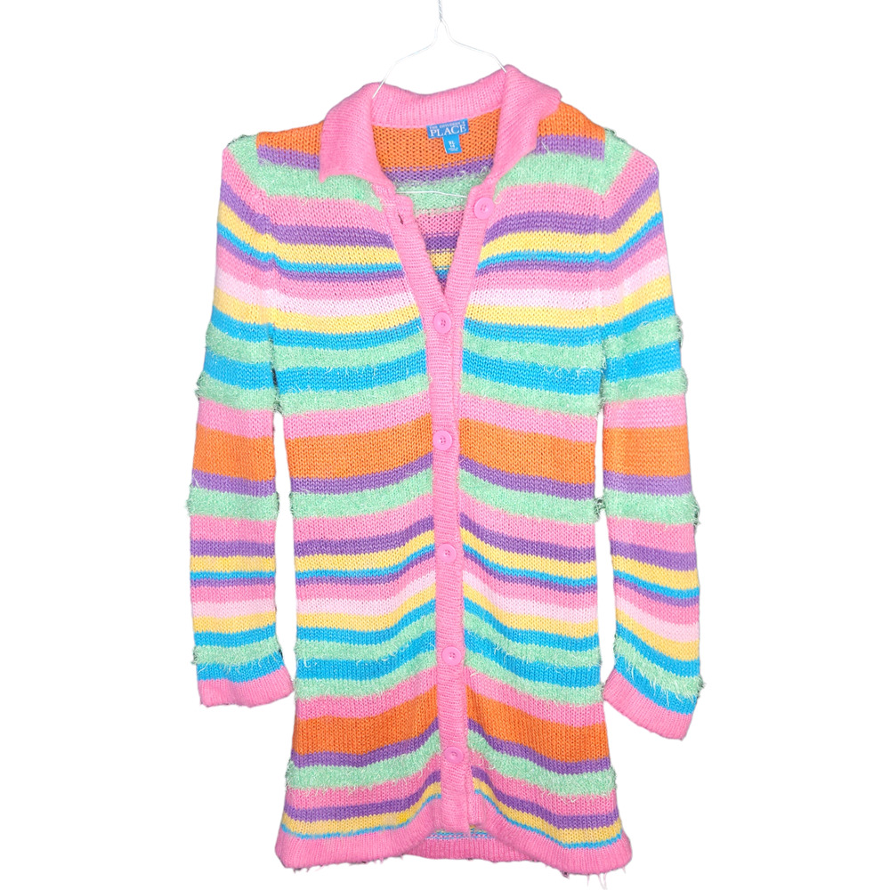 The Children's Place Girls XL Size 14 Striped Long Cardigan Sweater Textured